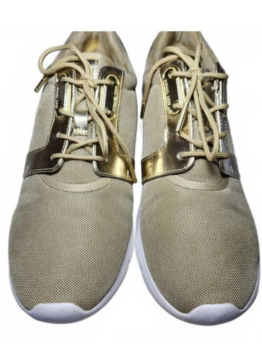 Michael Kors Low Top Women’s Tan Gold 9.5M Athletic Sporty Glam Sneakers - Picture 4 of 11